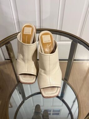 Dolce Vita Cream Leather Open Square-Toe Mule
